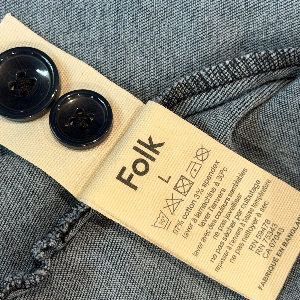 Folk Nelson Denim Chore Jacket in Indigo Blue Men's Size Large - New With Tags - Picture 11 of 16
